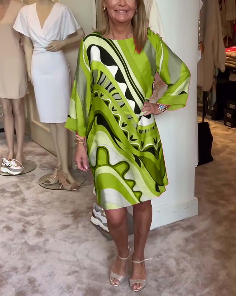 Lotte™ | Midi Sukienka z Wzorem