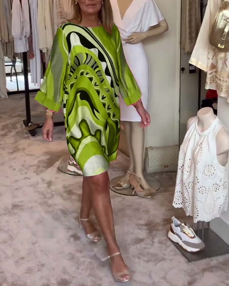 Lotte™ | Midi Sukienka z Wzorem