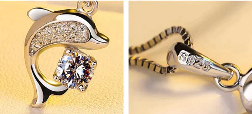 Kryształowy naszyjnik z zawieszką w kształcie delfina | Talizman na łańcuszku!