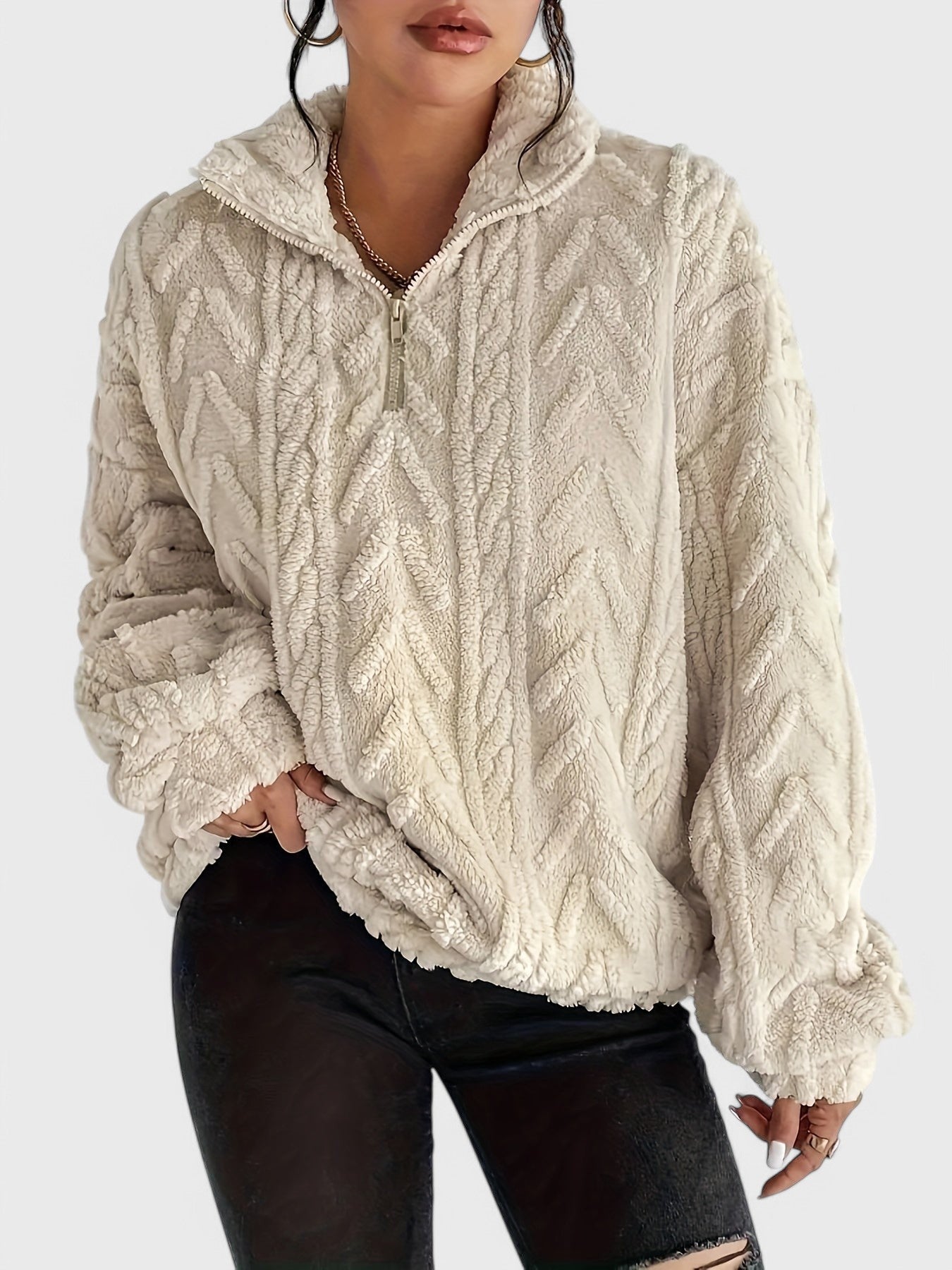 Hazel Elegancki Sweter Fleece