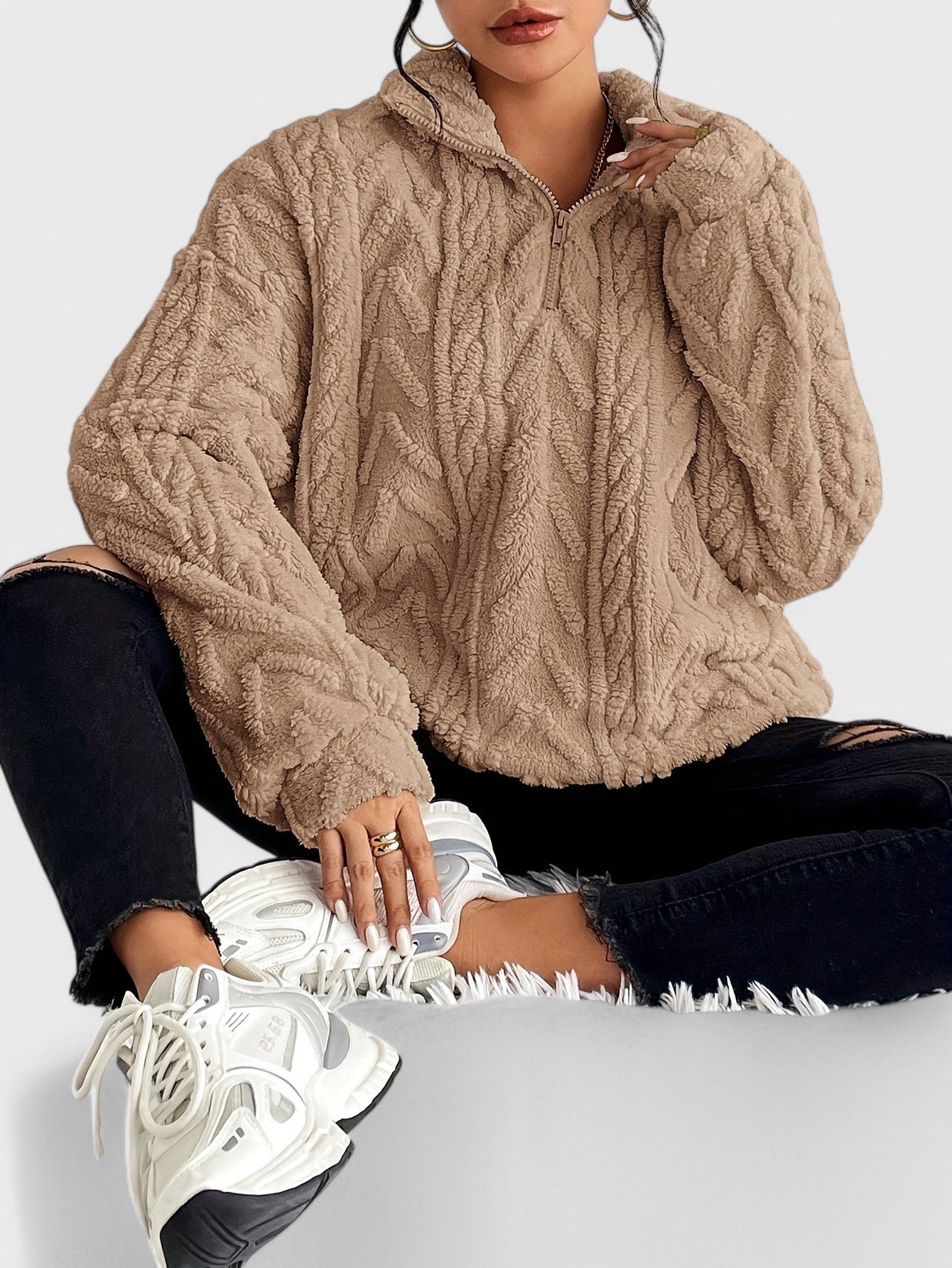 Hazel Elegancki Sweter Fleece