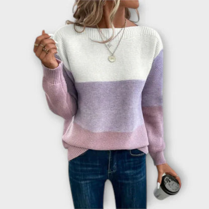 Clara - Trójkolorowy patchworkowy sweter