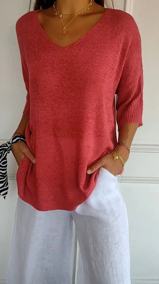 Anna - Top in v -Neck Mesh