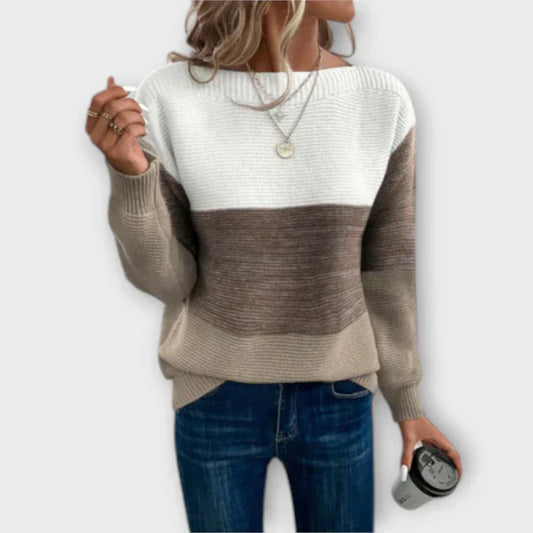 Clara - Trójkolorowy patchworkowy sweter