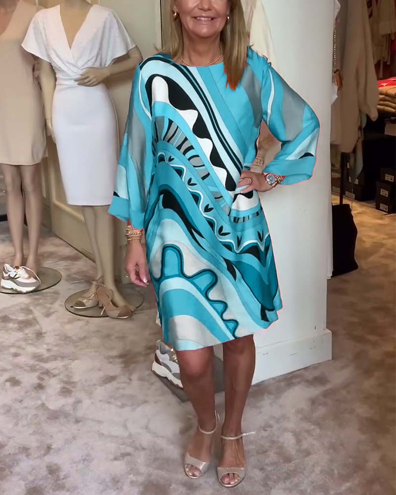 Lotte™ | Midi Sukienka z Wzorem