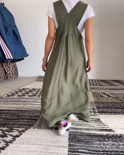 Alice | Sukienka casual z regulowanymi ramiączkami w jednolitym kolorze