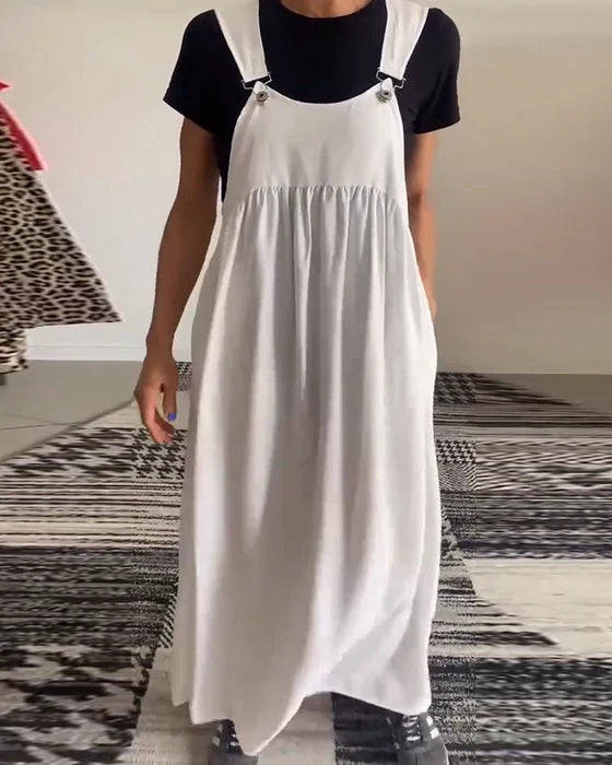 Alice | Sukienka casual z regulowanymi ramiączkami w jednolitym kolorze