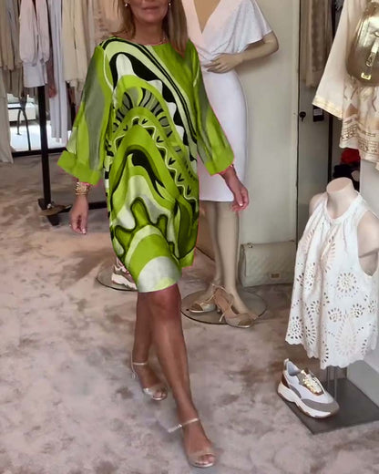 Lotte™ | Midi Sukienka z Wzorem