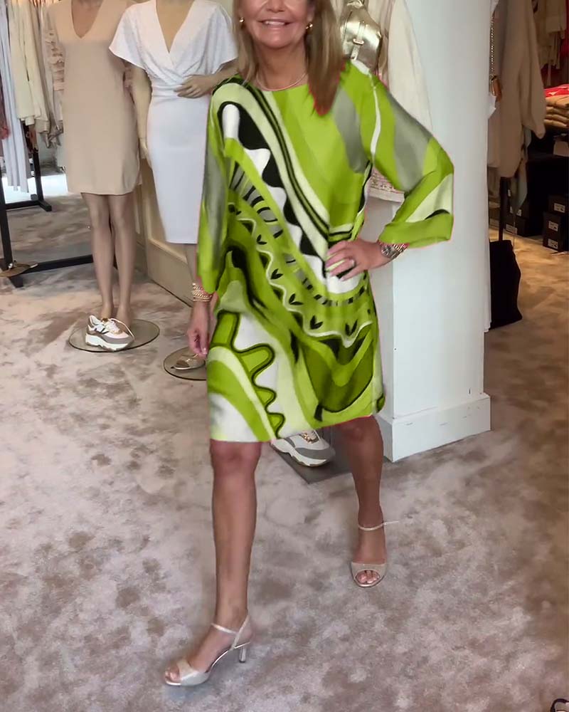 Lotte™ | Midi Sukienka z Wzorem