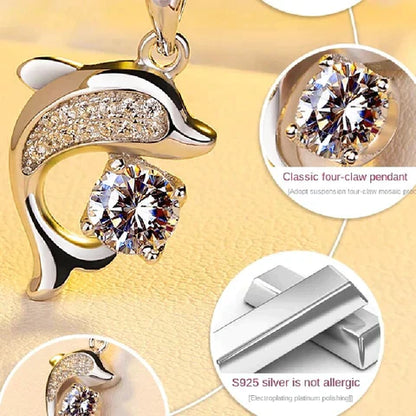 Kryształowy naszyjnik z zawieszką w kształcie delfina | Talizman na łańcuszku!