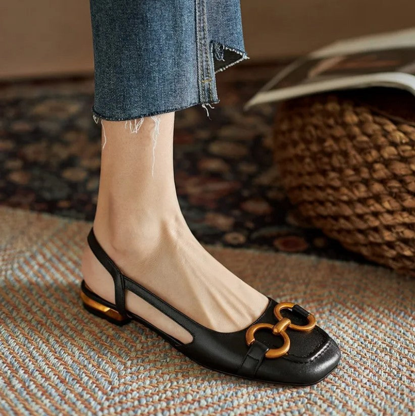 Livia™ | Zamszowe Baleriny Slingback