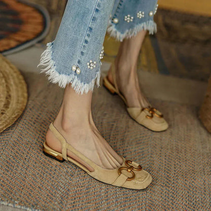 Livia™ | Zamszowe Baleriny Slingback