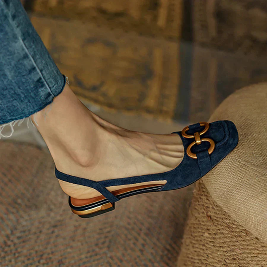 Livia™ | Zamszowe Baleriny Slingback