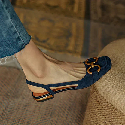 Livia™ | Zamszowe Baleriny Slingback
