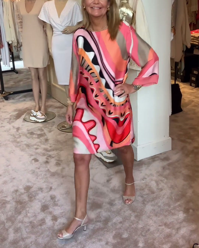 Lotte™ | Midi Sukienka z Wzorem