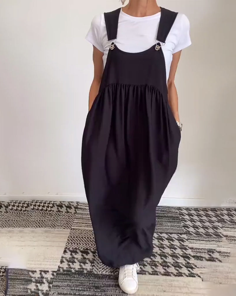 Alice | Sukienka casual z regulowanymi ramiączkami w jednolitym kolorze