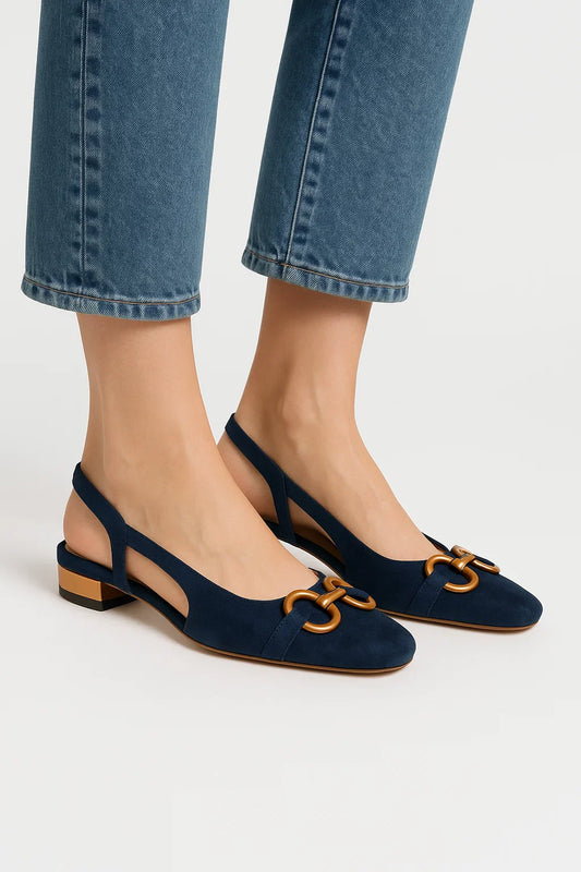 Livia™ | Zamszowe Baleriny Slingback